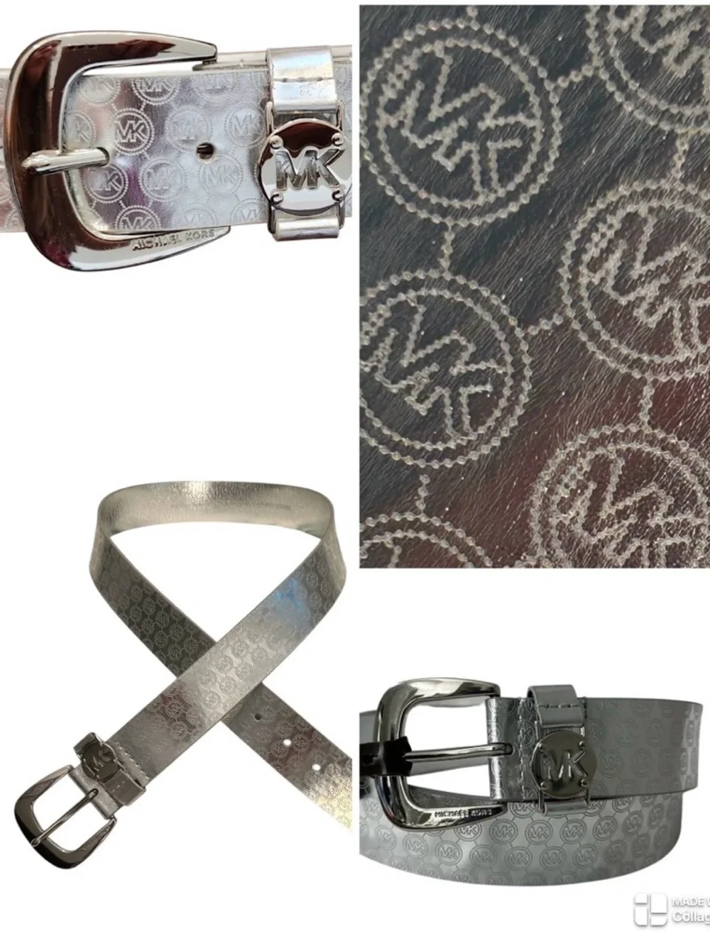 Michael Kors NWOT Silver Logo-Embossed belt